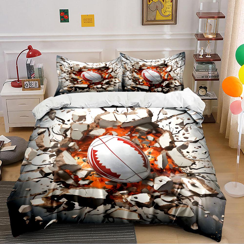 Exploding Rugby Impact Design Bedding Duvet Cover Set (1*Duvet Cover 2*Pillowcases, without duvet insert)