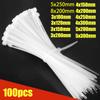 100pcs/bag Cable Tie Self-locking Plastic Nylon Tie White Organiser Fasten Cable Wire Cable Zip Ties