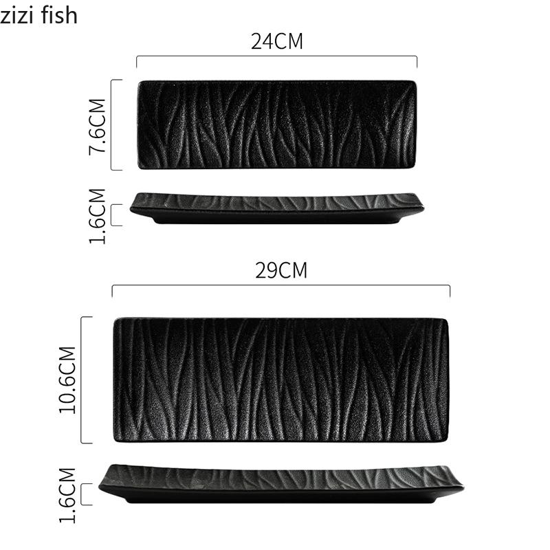 Сплошной цветной рельефный узор Керамическая длинная барная тарелка Суши-тарелка Десертная тарелка Жареная птица Молекулярная еда Креативная посуда