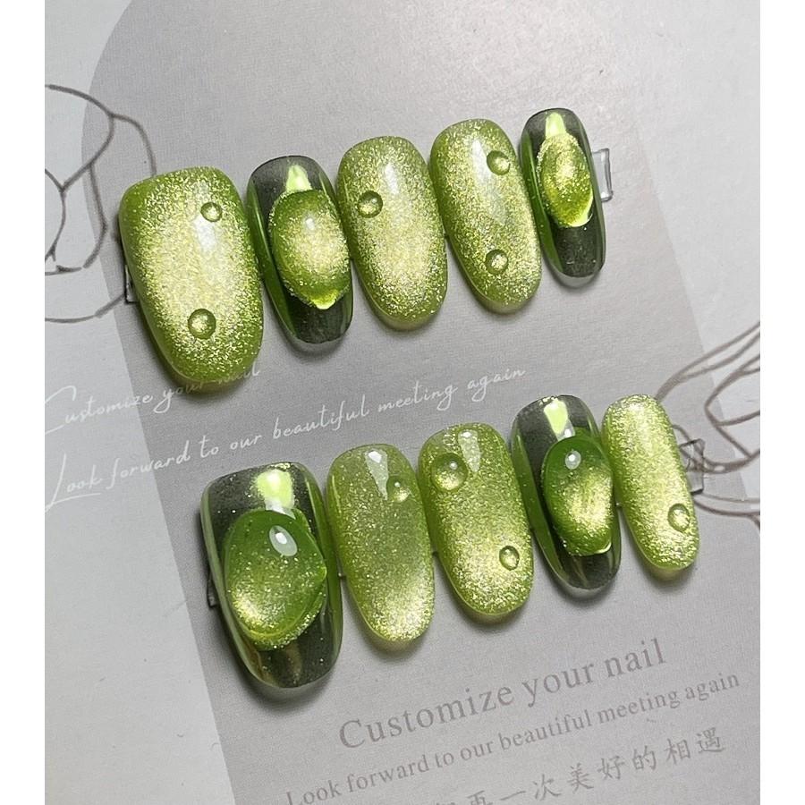 Искусственные ногти ручной работы, синее волшебное звездное небо, кошачий глаз, фототерапевтические ногти, накладные ногти, многоразовые и съемные ногти