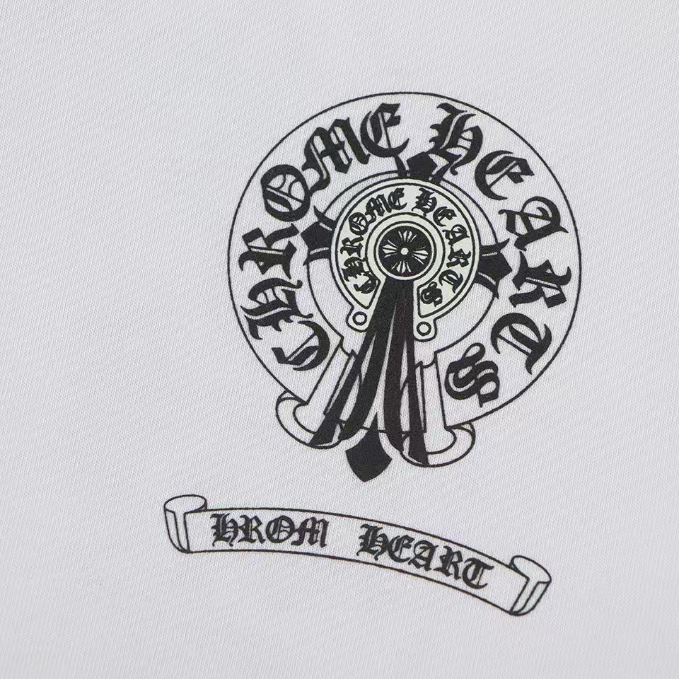 W353 CHROME HEARTS Летняя Новая Высококачественная Хлопковая Круглый Вырез Свободная Большого Размера Мужская и Женская Футболка Футболка для Пары