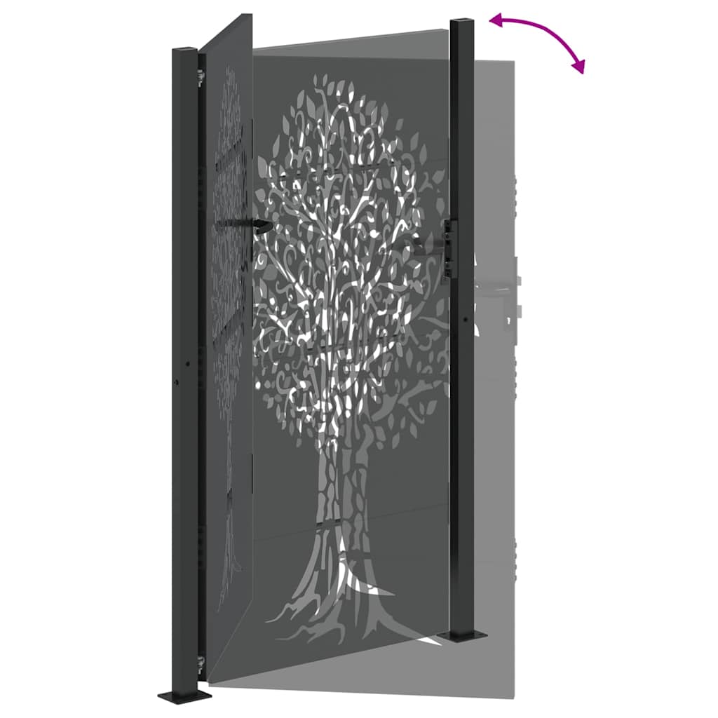 Garden Gate Black 110 x 180 cm Powder Coated Steel