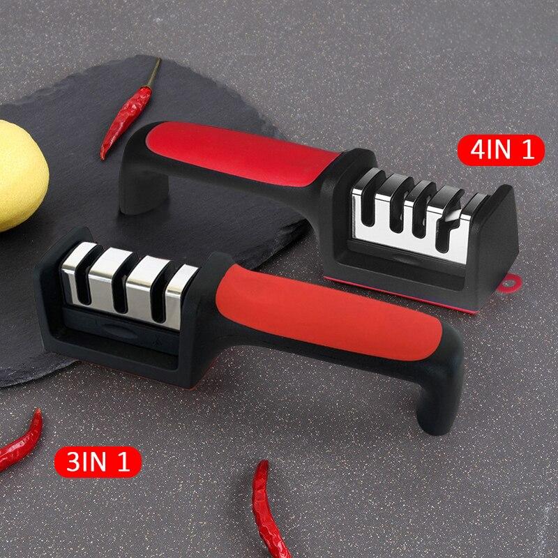 Бытовой многофункциональный трехступенчатый шлифовальный камень для заточки ножей, быстрые керамические ручные инструменты для заточки, кухонная 3/4-сегментная точилка для ножей