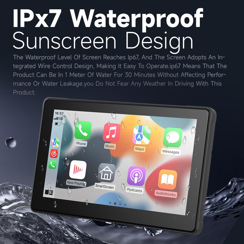 JIUYIN 7-дюймовый мотоцикл CarPlay навигация беспроводной CarPlay Android Auto Airplay дисплей экран портативный мотоциклетный монитор