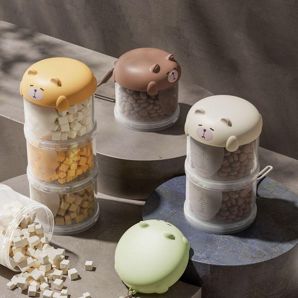 Портативная пластиковая многослойная коробка для корма для кошек, влагозащищенная, милая упаковка для корма для домашних животных, герметичное ведро для корма для кошек, для улицы
