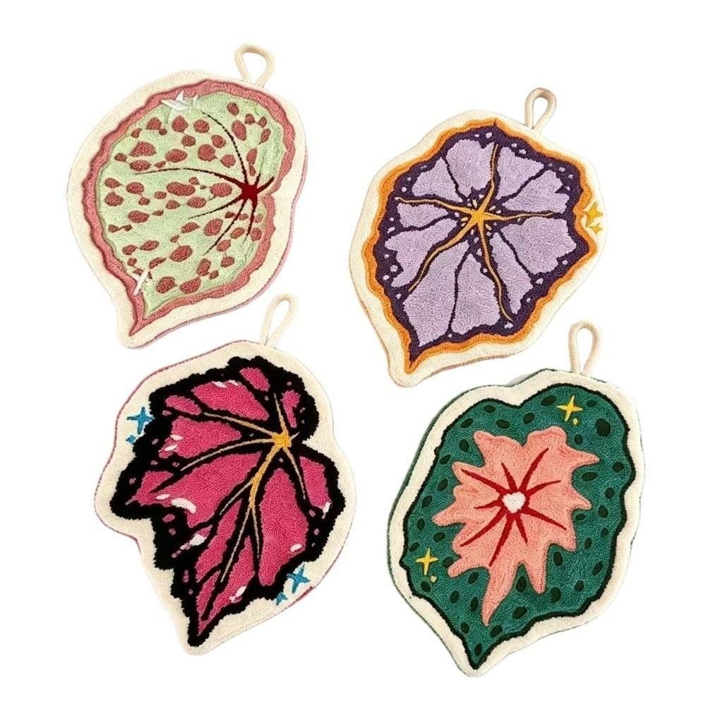 Soft Leaf Hand Towel Hanging Kitchen Handkerchief Portable Cleaning Towel for Bathroom Kitchen