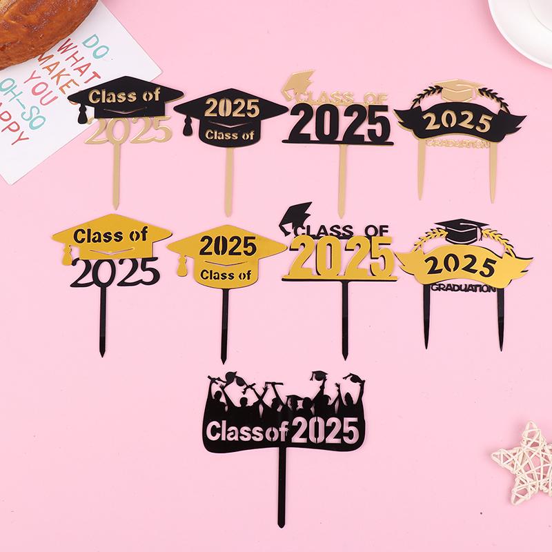 Украшения для торта на выпускной 2025 года, акриловые украшения для выпускного класса 2025 года, двухслойные украшения для торта на выпускной церемонии
