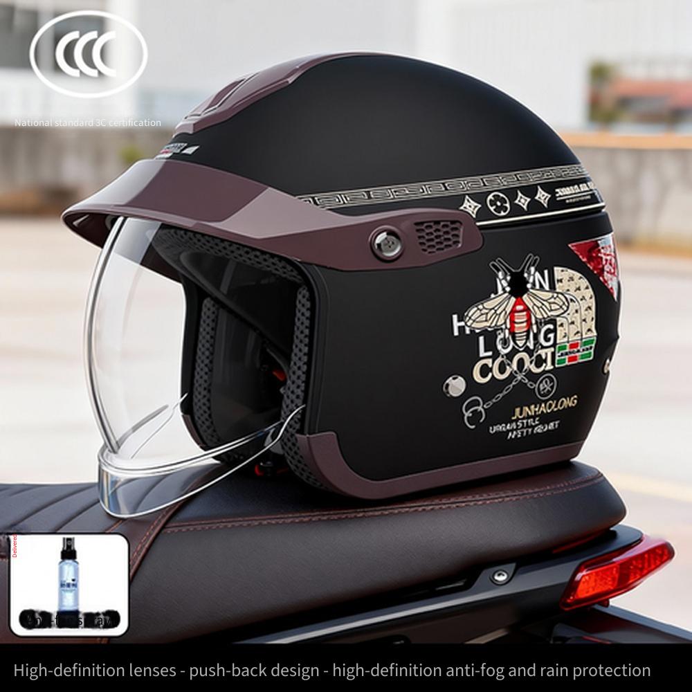 Men Electric Motorcycle Helmet Anti‑fog Warm Windproof Four‑Season Universal Safety Riding Helmet for E‑bike Scooter
