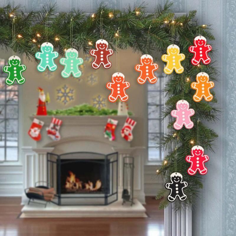 12pcs Gingerbread Christmas Ornaments for Christmas Tree Decorations Xmas Hanging Rustic Tree Decor Holiday Party Gifts