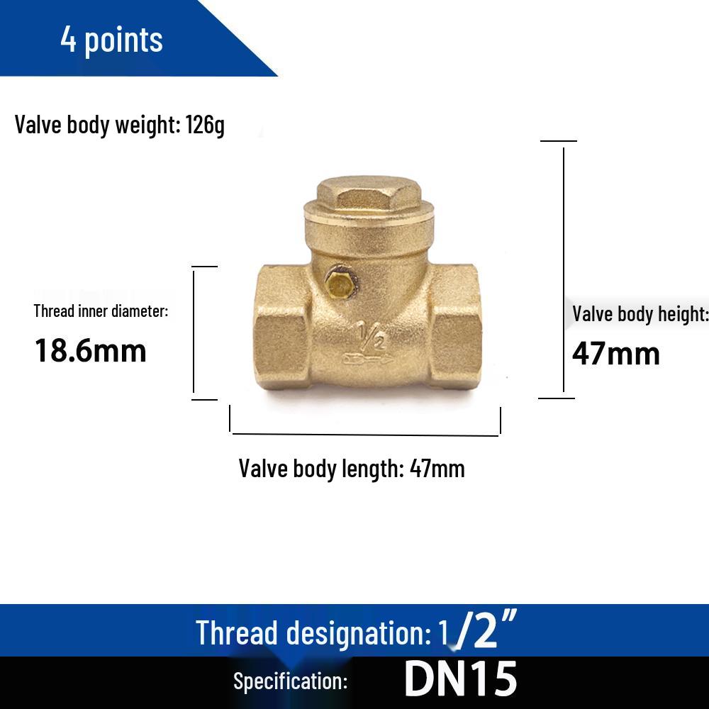 All-Copper High-Temp Horizontal Check Valve, 1/2" & 3/4" Sizes, Steam Heating Boiler Non-Return Valve