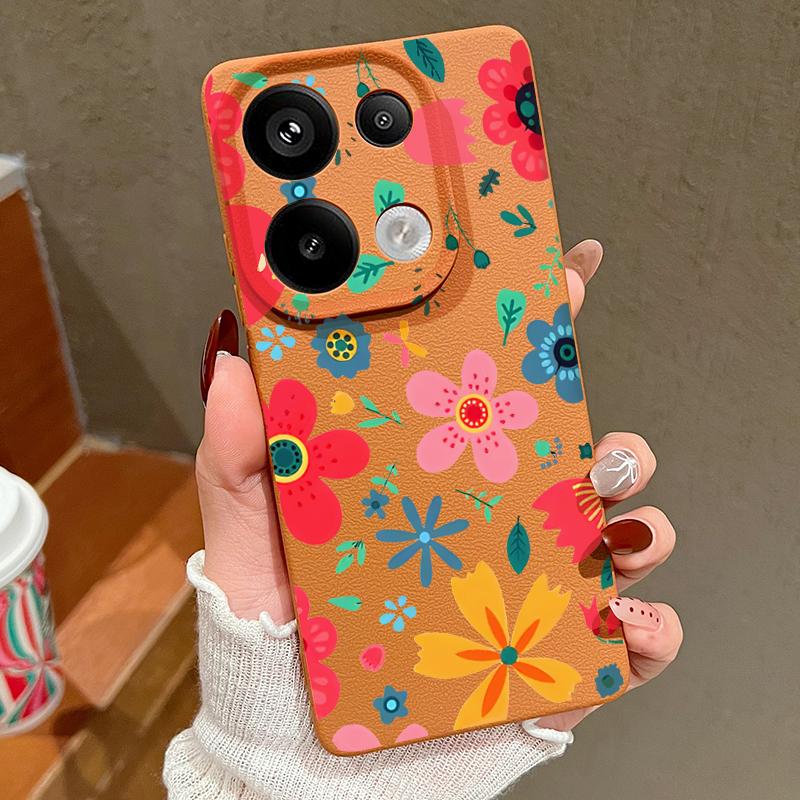 Мягкий силиконовый чехол с мультяшным цветочным узором для Xiaomi 13t Poco X6 M6 Pro Redmi Note 14 13 12 11 10 Pro, ударопрочный кожаный однотонный тонкий чехол