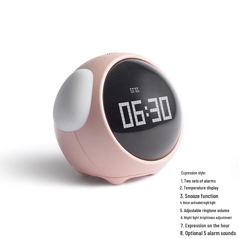 Multifunctional Cartoon Night Light Alarm Clock with Sound Control and USB Charging for Kids