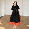 Women 2025 Summer Plus Size Casual Basic Short Sleeve Oversize Pleated Long Shirt Dress Loose Dress