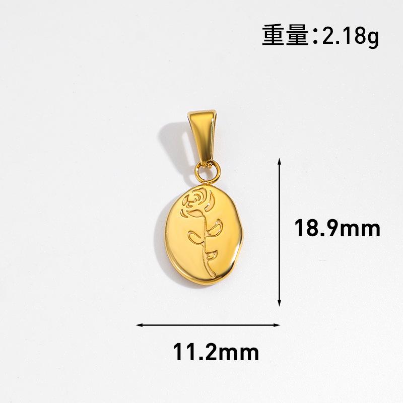 Various 18k Gold Feather Flower Charms Heart Face Pendant Stainless Steel Diy Jewelry Accessories for Necklace Bracelet Gift