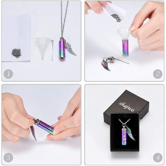 shajwo Cremation Jewelry Paw Print Urn Necklaces for Human Pet Ashes Cylinder Urn Pendant Keepsake Memorial Ash Locket Holder Necklace for Men Women