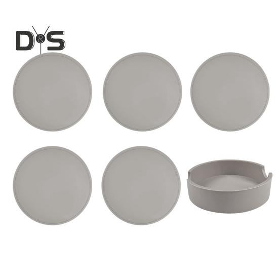 5 шт. силиконовых подставок с держателем, нескользящий коврик под чашку для напитков, утолщенные впитывающие коврики для горячих или холодных напитков, защита мебели, термостойкие