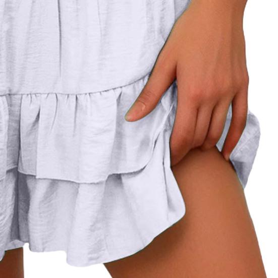 Женские шорты с высокой талией, многослойные оборки, широкие повседневные юбки, шорты, однотонные