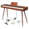 Longeye MOLD1X 88-Key Digital Piano with Hammer Action Keyboard and Wood Grain Finish, Integrated Stand, Authentic Piano Touch, 10W Output, MIDI Suppo