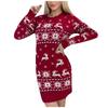(Great home)Women's Autumn And Winter Slim Elk Christmas Tree Long-sleeved Dress