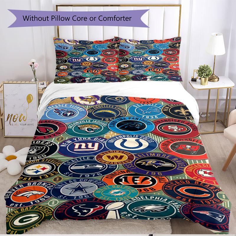 3pcs Duvet Cover Set (1*Duvet Cover + 2*Pillowcase, Without Core), NFL Print Soft All‑Season Bedding Set, Home Bedroom Decor Gift