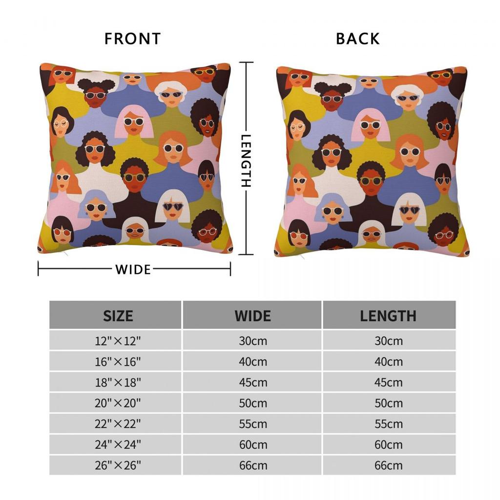 Female Diverse Faces Of Ethnicity Pillowcase Polyester Linen Velvet Printed Decor Throw Pillow Case Sofa Seater Cushion Case 18"