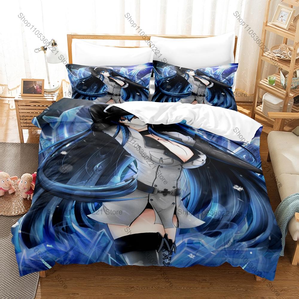 Akame Ga Kill! Kpop Bedding Set 3 Piece Duvet Cover Set 3D Printed Quilt Cover Pillowcase Soft Bed Set for Kid Adults Fans Gift