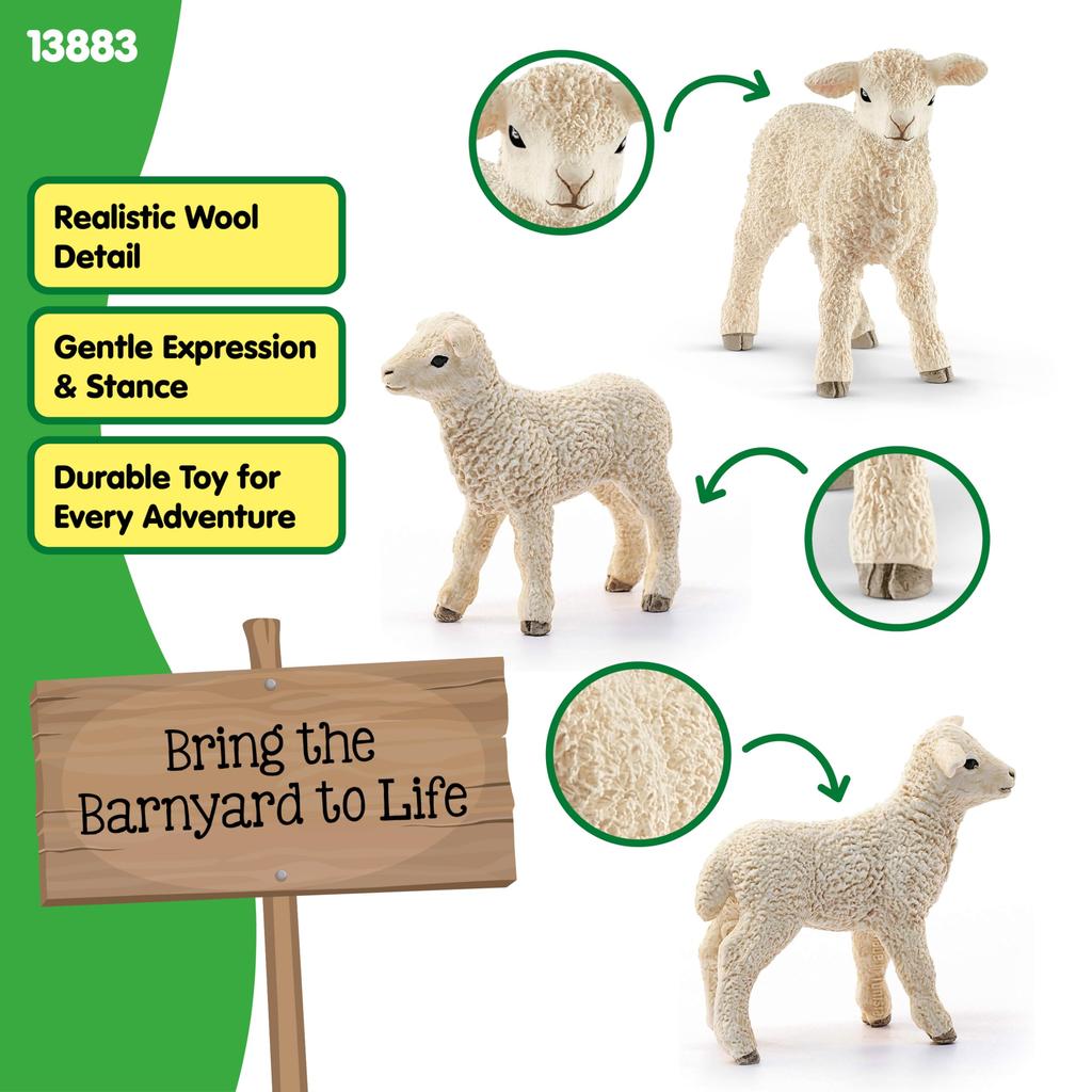 Schleich Farm World Sheep Ages Realistic Farm Animal Toy 13883N (Baby) Figure, 3+,