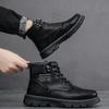 Men's Boots Autumn/winter Men's Boots Korean Version High Top Casual Lace Up Flat Bottomed Round Toe Comfort Leather Shoes2024