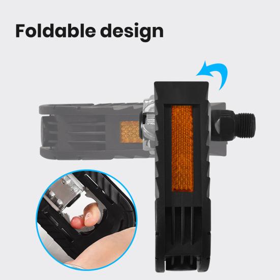 2Pcs Bike Pedals Folding Bicycle Pedals with Smooth Bearings High Strength Ultra-light Universal Simple Installation Bicycle Flat Pedals