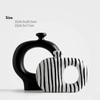 2PCS/Set Creative Modern Black and White Striped Ceramic Vase, Irregular Decorative Flower Vase for Home Decor