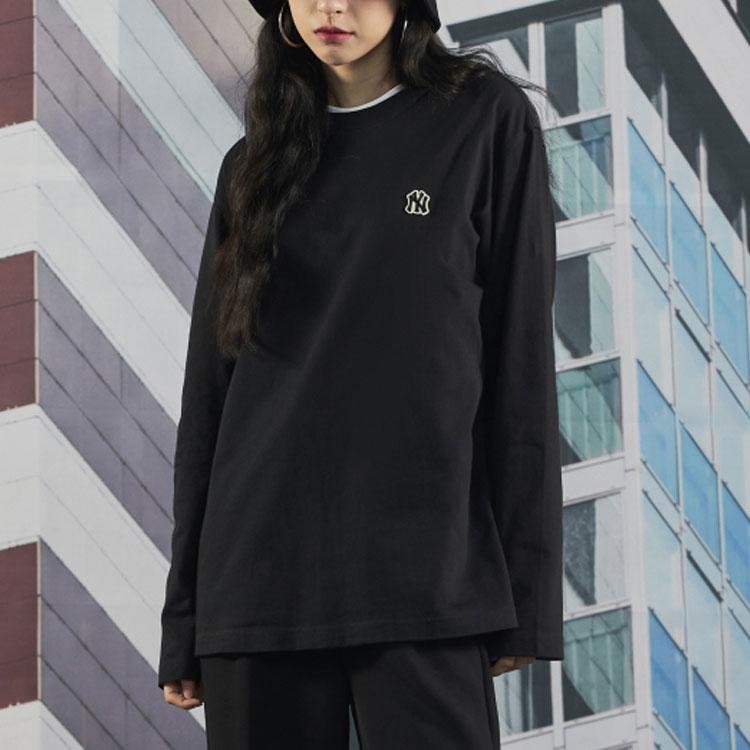 MLB Base Logo T Shirts Unisex Black Crew Neck Moderate Straight Fit 3ATSB0124-50BKS