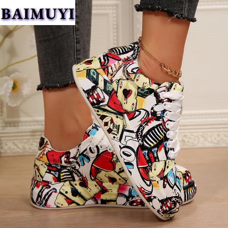 Случайные граффити женские кроссовки на плоской подошве повседневные кроссовки зима 2025 тренд абсолютно новые спортивные дорожные туфли походные Mujer Zapatos