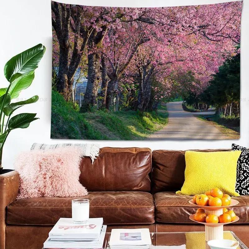 Гобелен для гостиной в офисе Гобелен с изображением цветущего леса Гобелен для украшения стен дома