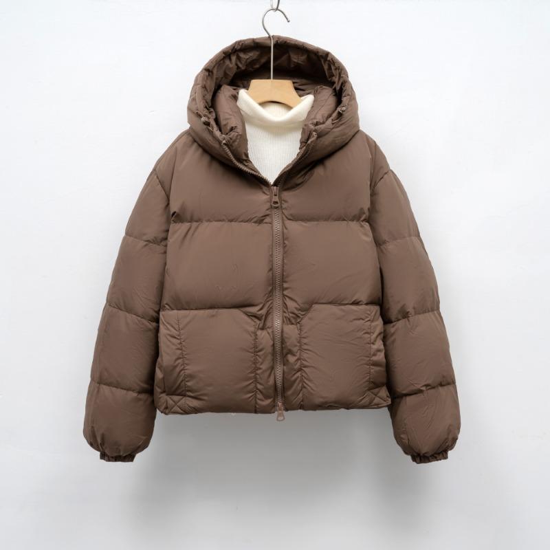 Повседневная простая пуховая куртка женская зимняя короткая маленькая с капюшоном утолщенная куртка-пуховик
