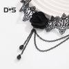 Women Leg Chain 3D Rose Decor with Elastic Band Tassel Chain Faux Crystal Pendant Leg Jewelry Wedding Night Club Party Thigh Garter