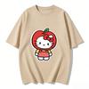 Летние футболки с принтом Hello Kitty для женщин, короткий рукав, 100% хлопок, семейные matching-наряды, топы, модные Y2k