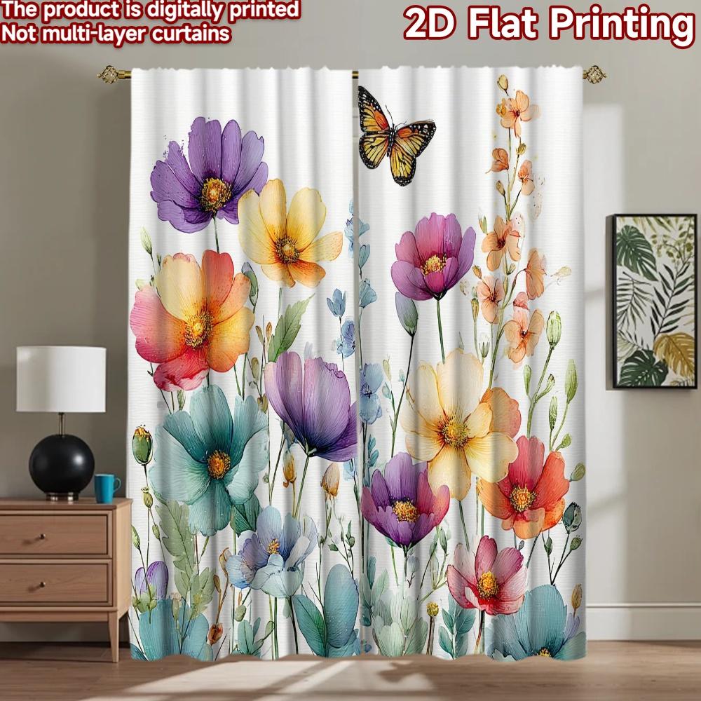 2D flat Photography Backdrop Photography Backdrop Butterfly Among Flowers 100% Polyester Party & Holiday Decor Use for