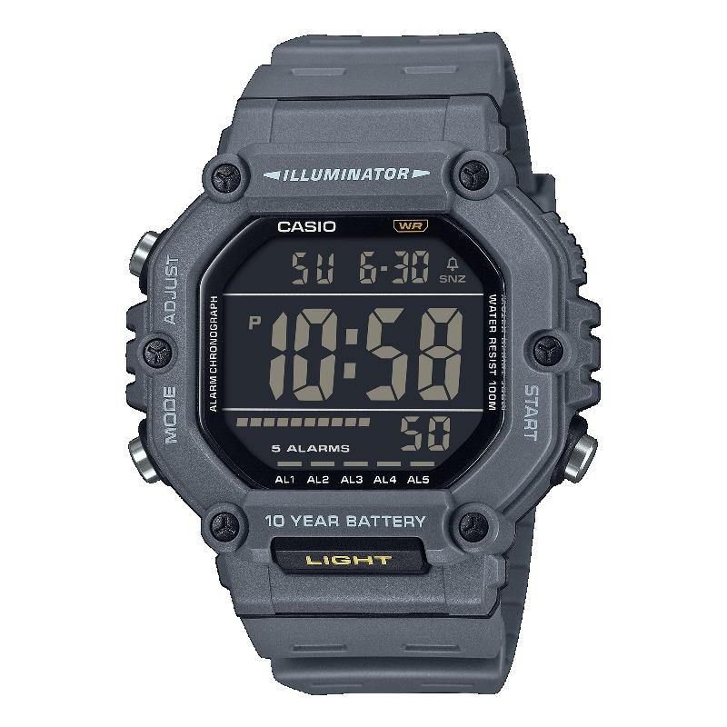 Casio Мужские кварцевые часы с будильником из смолы, водонепроницаемые до 100 м AE-1600H-8BV
