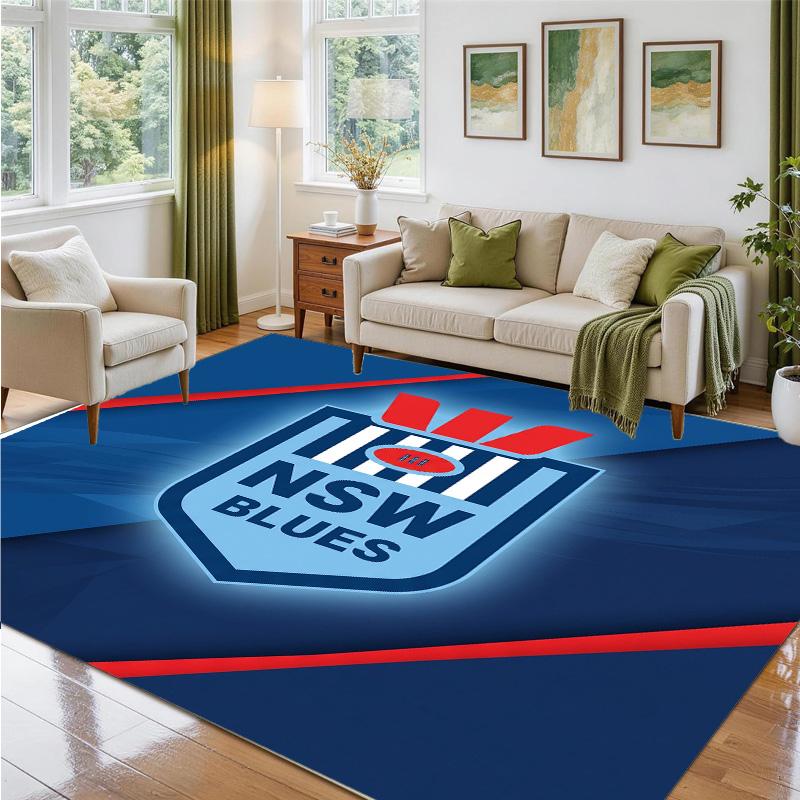 NSW Blues Design Crystal Velvet Rug Soft Decorative Mat for Bedroom Entrance