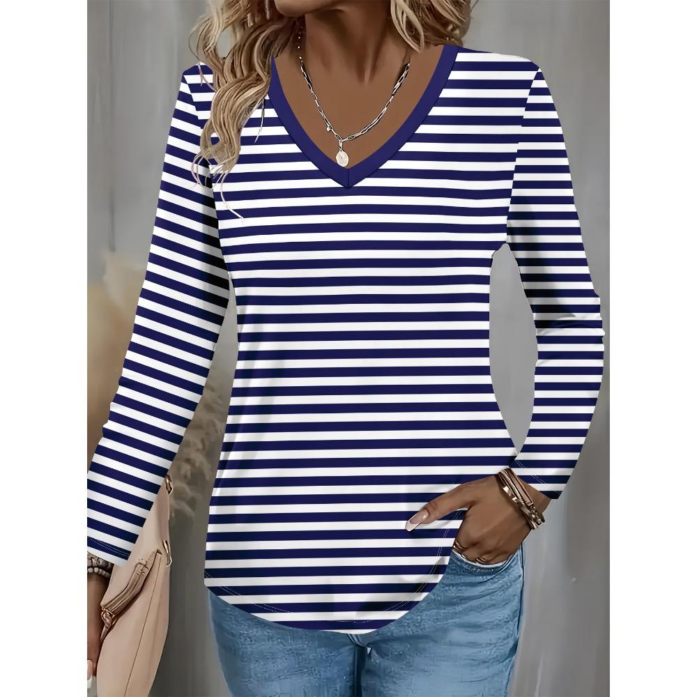 Summer New Fashion Women's Casual Long-sleeved Printed T-shirt