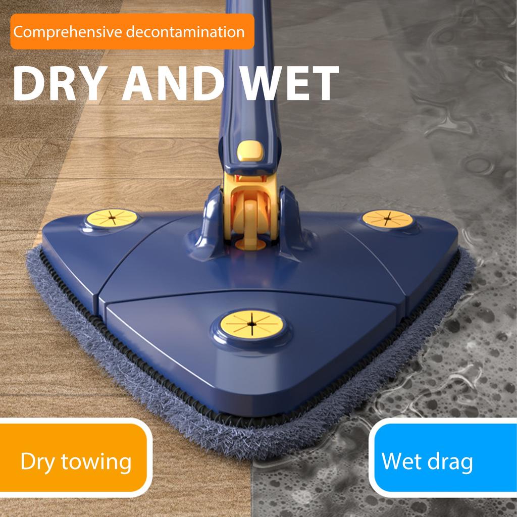 Вращающаяся на 360° регулируемая швабра для влажной и сухой уборки двойного назначения, треугольная швабра для ручной стирки, для чистки пола, стен