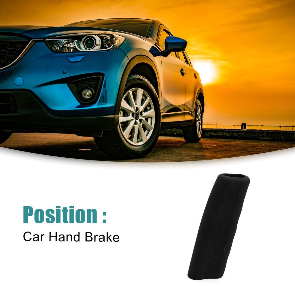 ACROPIX Universal Silicone Anti-Slip Car Handbrake Cover Protector Black 1 Pcs