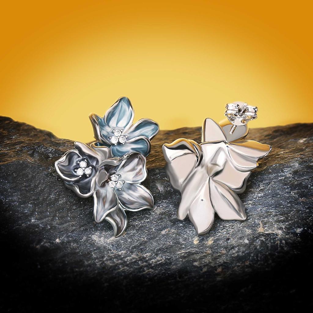 Классические женские серьги, элегантные серьги в форме цветка, ювелирные изделия ручной работы с эмалью, свадебные серьги