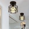 New Industrial Ceiling Lamp Shade Fixture  Hallway Entrance Aisle Porch Square  Iron Chandelier Pendant Light WY507