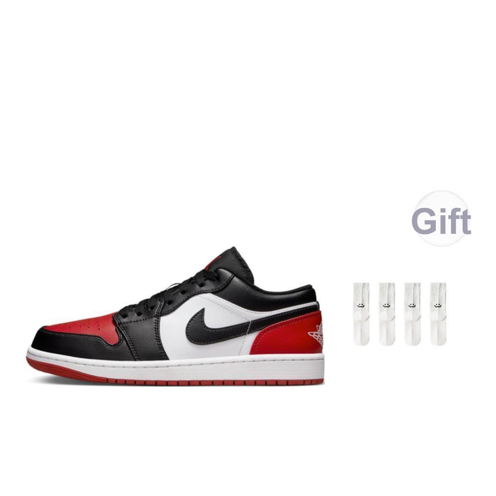 Мужские кроссовки Air Jordan 1 Low Bred Toe 2.0 White Varsity-Red Black 553558-161