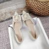 Baotou Hollow Sandals Women's Medium Heel 2025 New Pearl Fairy Style Fashion Thin Heel Pointed Summer Women's Single Shoes