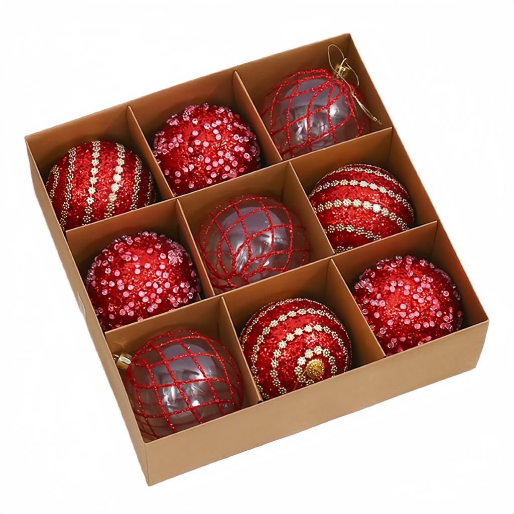 8CM 9Pcs Christmas Ball Ornament Christmas Tree Holiday Decoration Home Christmas Decoration Accessories