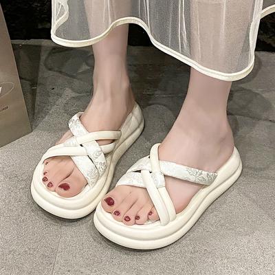 Женские тапочки летняя обувь универсальные толстоподошвенные мягкие подошвы прохладные тапочки противоскользящие и дезодорирующие уличные пляжные тапочки на одном ремешке женские