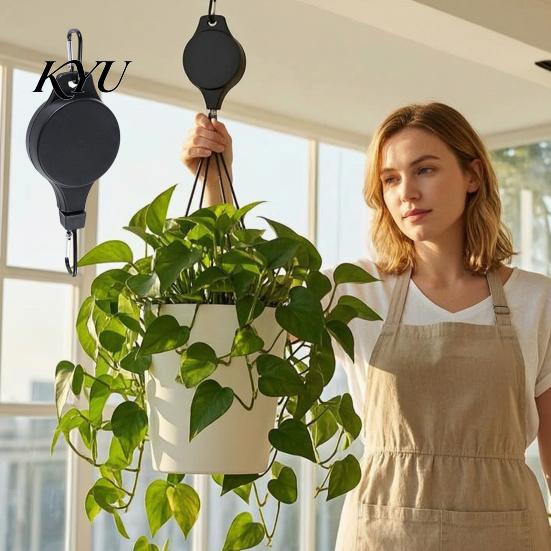 Plant Pulley for Balcony Garden Hanger, Adjustable Ceiling Hook, Heavy Duty Tool Hanging Decorations Retractable Hook Baskets, Bird Feeders Easy Lift