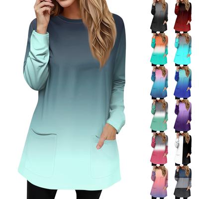 Женская толстовка, пуловер, спортивная одежда, карман, принт, повседневный топ с круглым вырезом и длинными рукавами